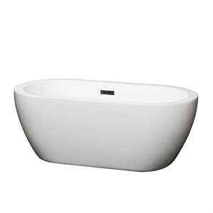 Wyndham Collection Soho 59.75&quot Acrylic Freestanding Bathtub in Matte Black/White