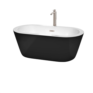 Wyndham Collection Mermaid 60&quot Acrylic Freestanding Bathtub in Black/Nickel
