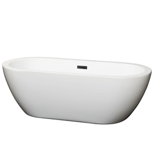 Wyndham Collection Soho 68&quot Acrylic Freestanding Bathtub in Matte Black/White