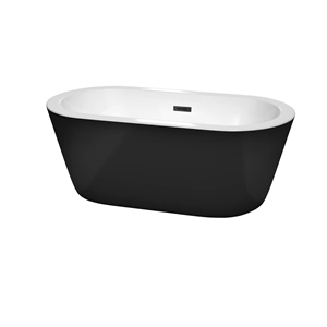 Wyndham Collection Mermaid 60&quot Acrylic Freestanding Bathtub in Black/White