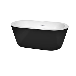 Wyndham Collection Mermaid 60&quot Acrylic Freestanding Bathtub in Black