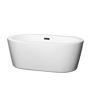 Wyndham Collection Mermaid 60&quot Acrylic Freestanding Bathtub in White/Matte Black