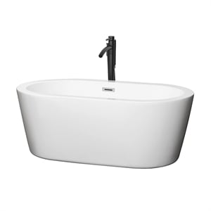 Wyndham Collection Mermaid 59.75&quot Acrylic Freestanding Bathtub in White/Chrome