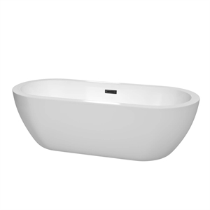 Wyndham Collection Soho 71.5&quot Acrylic Freestanding Bathtub in Matte Black/White