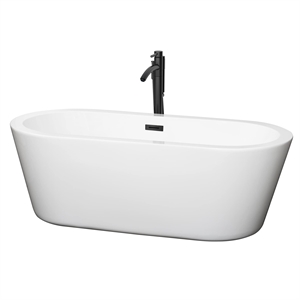 Wyndham Collection Mermaid 67&quot Acrylic Freestanding Bathtub in White/Matte Black