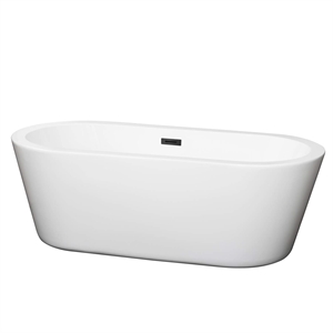 Wyndham Collection Mermaid 67&quot Acrylic Freestanding Bathtub in Matte Black/White