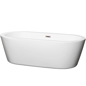 Wyndham Collection Mermaid 71&quot Acrylic Freestanding Bathtub in Nickel/White