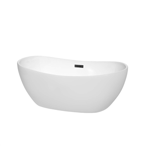Wyndham Collection Rebecca 60&quot Acrylic Freestanding Bathtub in Matte Black/White