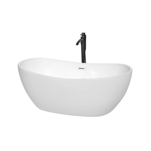 Wyndham Collection Rebecca 60&quot Acrylic Freestanding Bathtub with Faucet in White