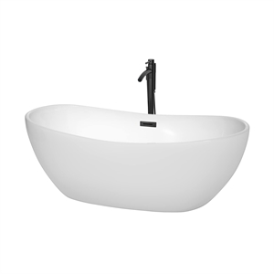 Wyndham Collection Rebecca 65&quot Acrylic Freestanding Bathtub in White/Matte Black