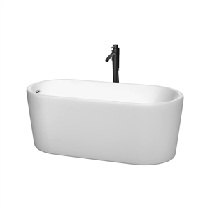 Wyndham Collection Ursula 59&quot Acrylic Freestanding Bathtub in White/Matte Black