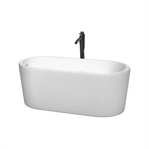 Wyndham Collection Ursula 59&quot Acrylic Freestanding Bathtub in Matte Black/White