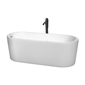 Wyndham Collection Ursula 67&quot Acrylic Freestanding Bathtub in White/Matte Black