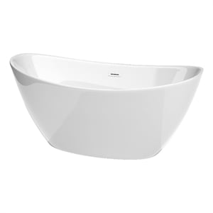 Dorrit 60&quot Freestanding White Bathtub & Shiny White Drain & Overflow Trim