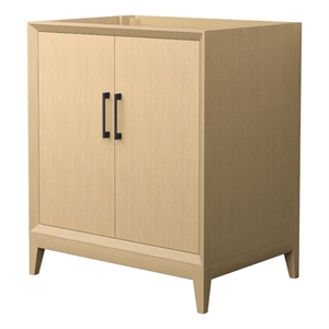 Janna 30&quot White Oak Single Vanity & No Top & No Sink & Black Trim