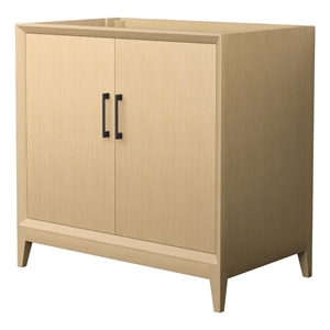 Janna 36&quot White Oak Single Vanity & No Top & No Sink & Black Trim