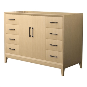 Janna 48&quot White Oak Single Vanity & No Top & No Sink & Black Trim
