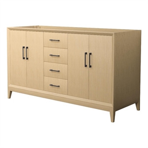 Janna 60&quot White Oak Double Vanity & No Top & No Sink & Black Trim
