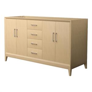 Janna 60&quot White Oak Double Vanity & No Top & No Sink & Nickel Trim