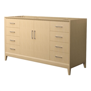 Janna 60&quot White Oak Single Vanity & No Top & No Sink & Nickel Trim