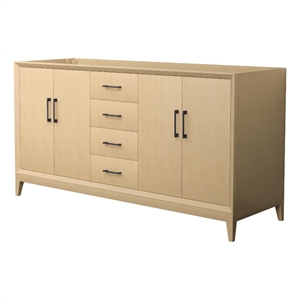 Janna 66&quot White Oak Double Vanity & No Top & No Sink & Black Trim