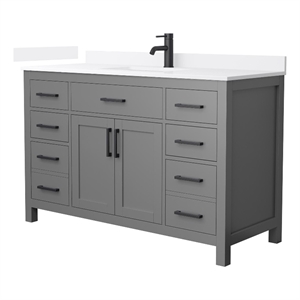 Beckett 54&quot Dark Gray Single Vanity & White Quartz Top (1-Hole) & Black Trim