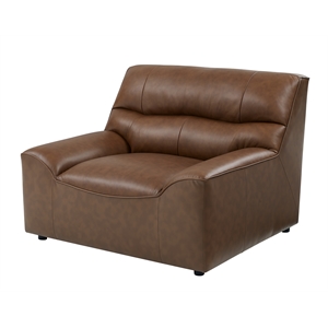 partner furniture unique premium top-grain leather armless chair in brown
