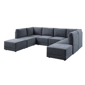 partner furniture polyester blend fabric modular sectional sofa in gray