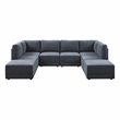 Partner Furniture Polyester Blend Fabric Modular Sectional Sofa in Gray