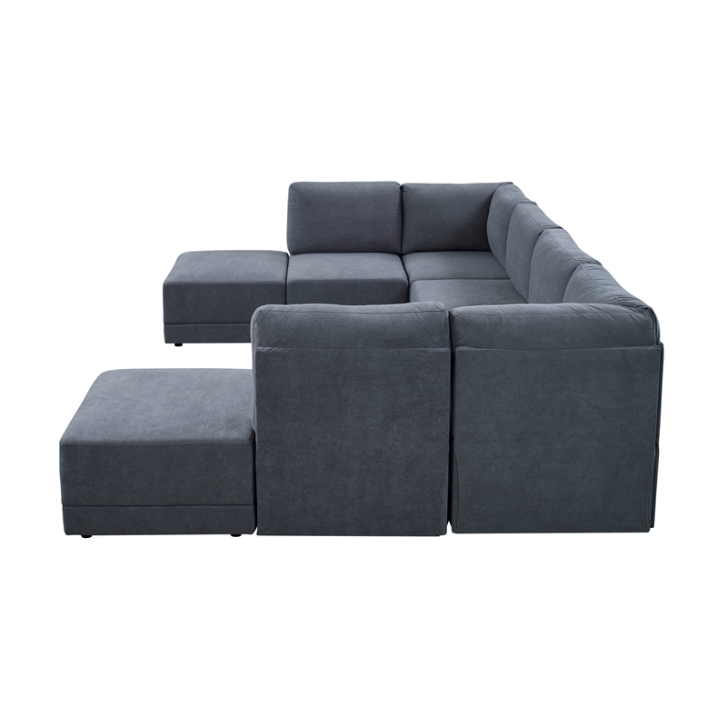 Partner Furniture Polyester Blend Fabric Modular Sectional Sofa in Gray