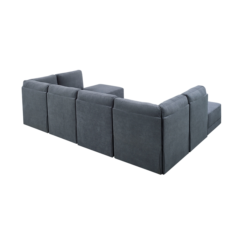 Partner Furniture Polyester Blend Fabric Modular Sectional Sofa in Gray
