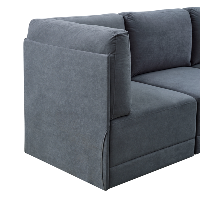 Partner Furniture Polyester Blend Fabric Modular Sectional Sofa in Gray