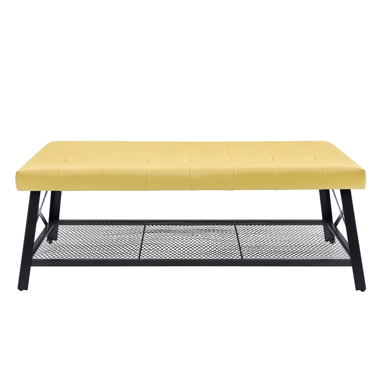 Partner Furniture Leather-Like Upholstered Coffee Table in Yellow