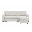 Partner Furniture Polyester Blend Fabric Convertible Sectional in Ivory