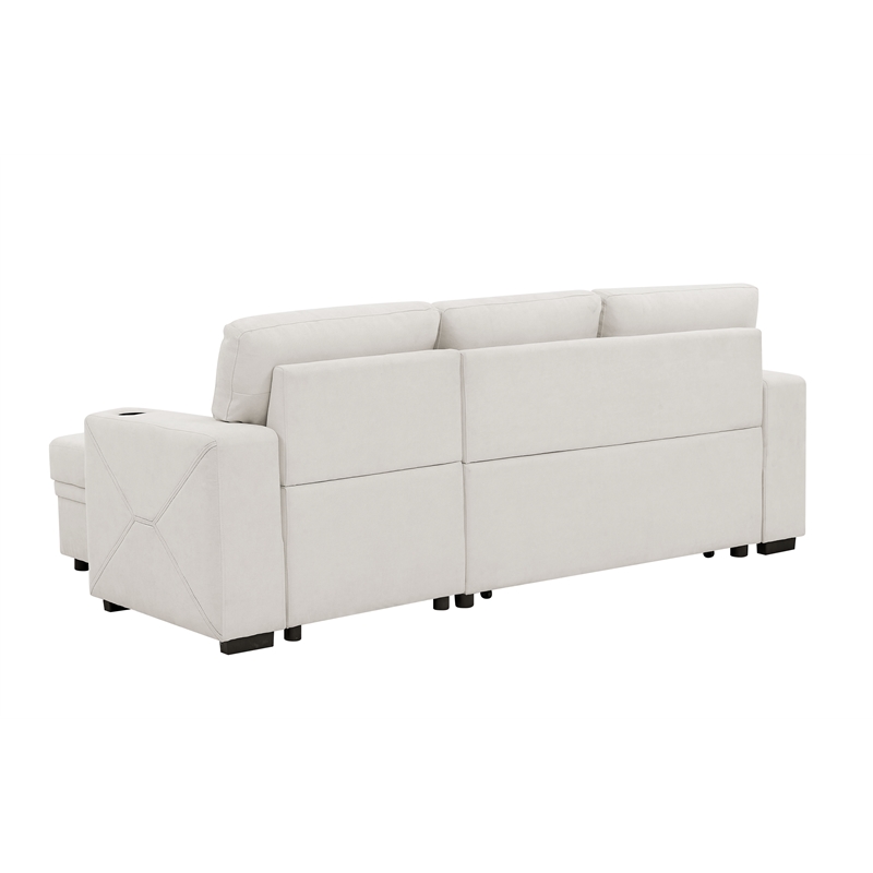 Partner Furniture Polyester Blend Fabric Convertible Sectional in Ivory