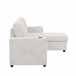 Partner Furniture Polyester Blend Fabric Convertible Sectional in Ivory