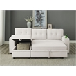 Partner Furniture Polyester Blend Fabric Convertible Sectional in Ivory