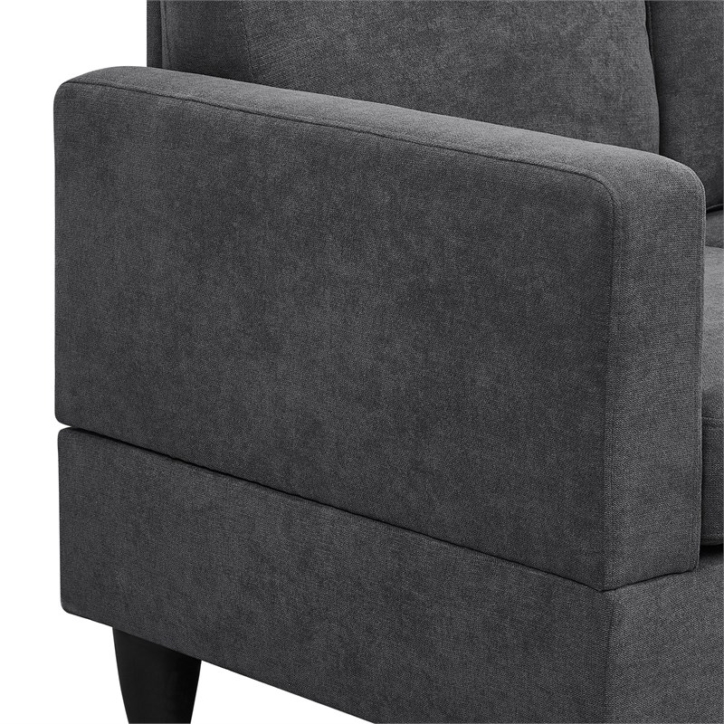 Partner Furniture Polyester Fabric 95.25 Wide Sofa & Chaise in Dark Gray