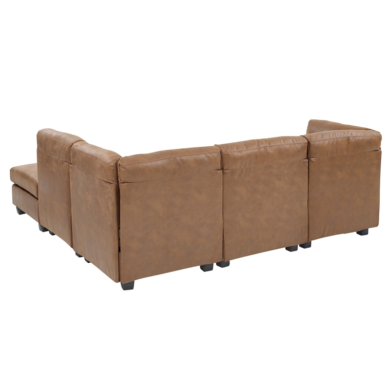 Ginger faux on sale leather sectional