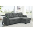 Partner Furniture Polyester Blend Fabric Convertible Sectional in Gray