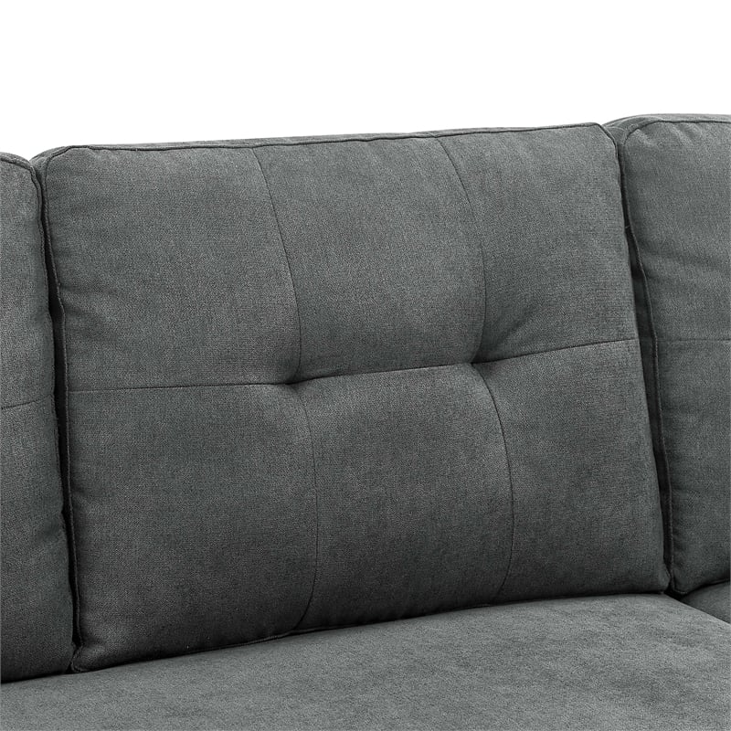 Partner Furniture Polyester Blend Fabric Convertible Sectional in Gray
