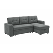 Partner Furniture Polyester Blend Fabric Convertible Sectional in Gray