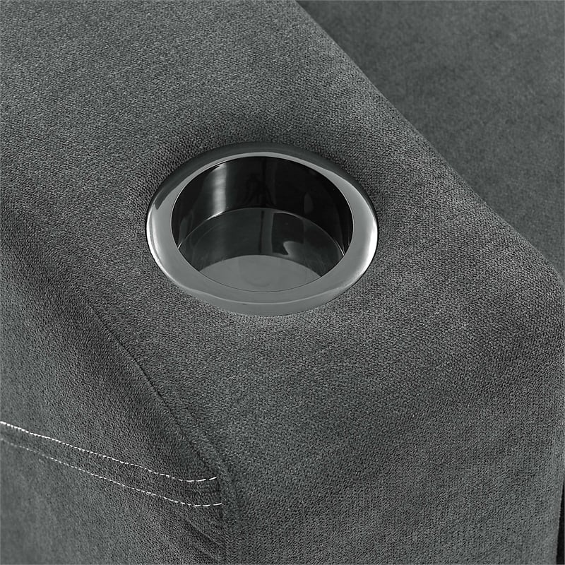 Partner Furniture Polyester Blend Fabric Convertible Sectional in Gray