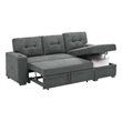Partner Furniture Polyester Blend Fabric Convertible Sectional in Gray