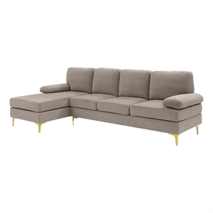 Partner Furniture Polyester Blend Fabric Left Hand Facing Sofa & Chaise in Khaki
