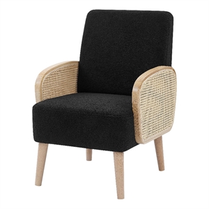 partner furniture teddy fleece fabric demarest accent chair in black color