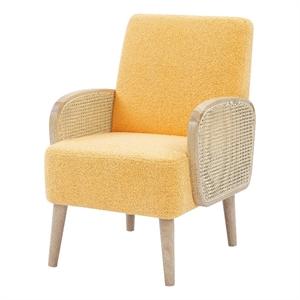 partner furniture teddy fleece fabric demarest accent chair in yellow color