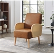 Partner Furniture Faux Leather Fabric Demarest Accent Chair in Brown Color