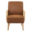Partner Furniture Faux Leather Fabric Demarest Accent Chair in Brown Color