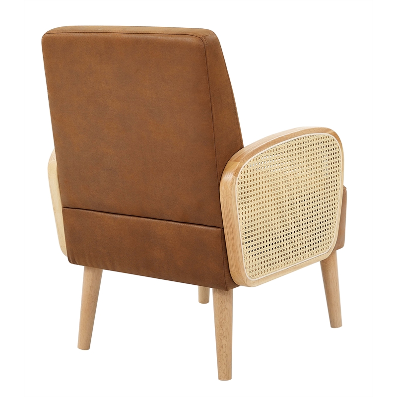 Partner Furniture Faux Leather Fabric Demarest Accent Chair in Brown Color
